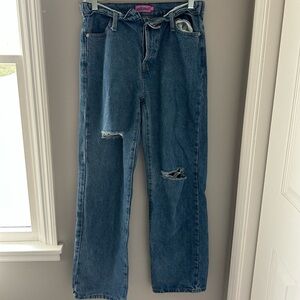Edikted Dark Blue Straight Leg Jeans